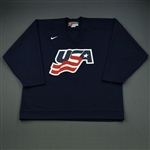 Langenbrunner, Jamie * <br>Blue, U.S. Olympic Mens Orientation Camp Worn Jersey, Signed<br>USA 2009<br>#15 Size: XL