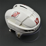 Boucher, Reid<br>White, CCM Helmet w/ Oakley Shield<br>New Jersey Devils 2015-16<br>#12 Size: Medium