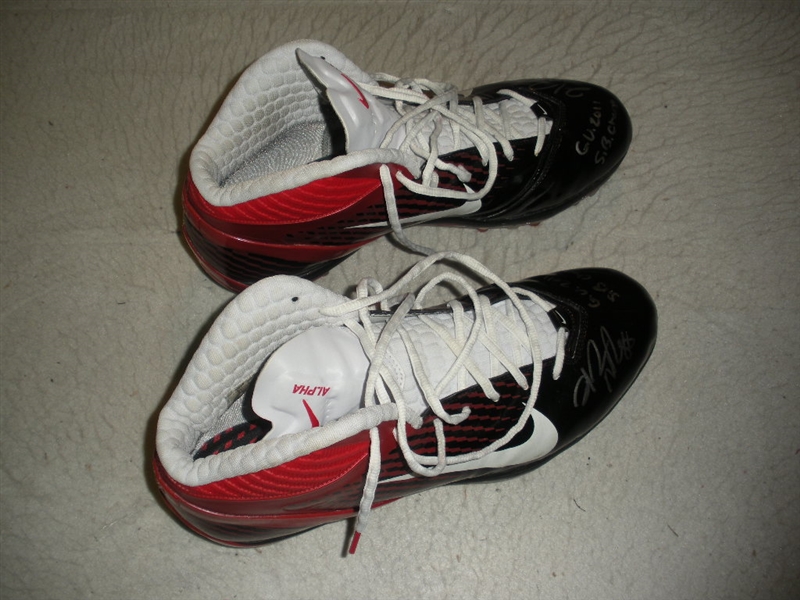 Nicks, Hakeem * <br>Black & Red Nike Alpha Speed Cleats, Autographed & Inscribed<br>New York Giants 2011<br>#88