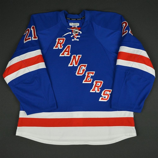 Stepan, Derek * <br>Blue<br>New York Rangers 2013-14<br>#21 Size: 56