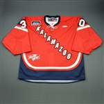 Gill, Riley<br>Red Kelly Cup Finals - Game 1 & 2<br>Kalamazoo Wings 2010-11<br>#30 Size: 58G