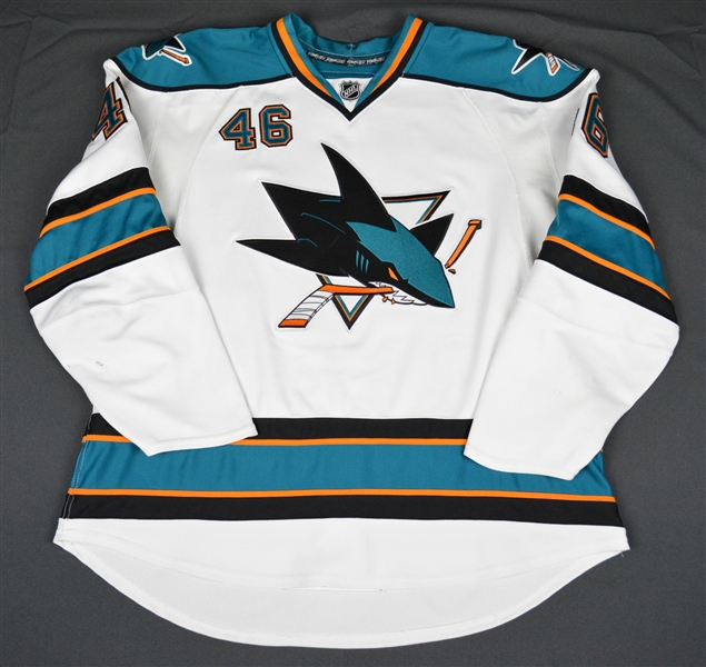 Iggulden, Mike * <br>White -NHL Debut -Photo-Matched<br>San Jose Sharks 2007-08<br>#46 Size: 58