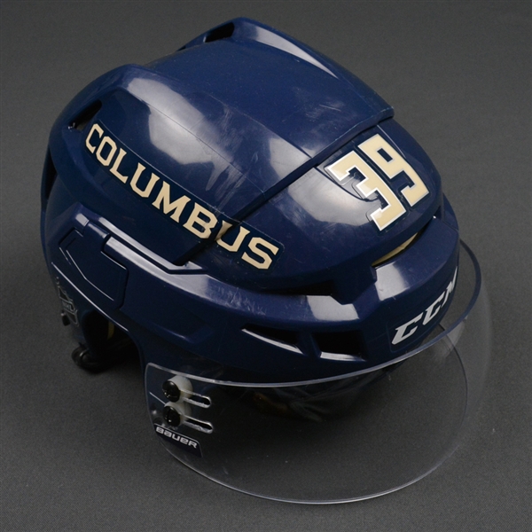 Chaput, Michael<br>Blue Third, CCM Helmet w/ Bauer Shield<br>Columbus Blue Jackets 2015-16<br>#39 