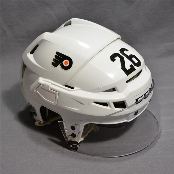 Colaiacovo, Carlo<br>White CCM Helmet w/Visor<br>Philadelphia Flyers 2014-15<br>#26 