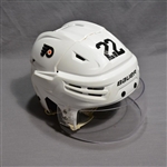Schenn, Luke<br>White Bauer Helmet w/Visor<br>Philadelphia Flyers 2014-15<br>#22 