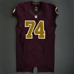 Polumbus, Tyler<br>Burgundy and Gold Throwback worn November 4, 2012 vs. Carolina<br>Washington Redskins 2012<br>#74 Size: 48