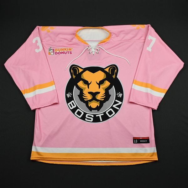 Schwarz, Heather<br>Strides for the Cure - Worn February 2, 2018 vs. Connecticut Whale<br>Boston Pride 2017-18<br>#37 Size: LG