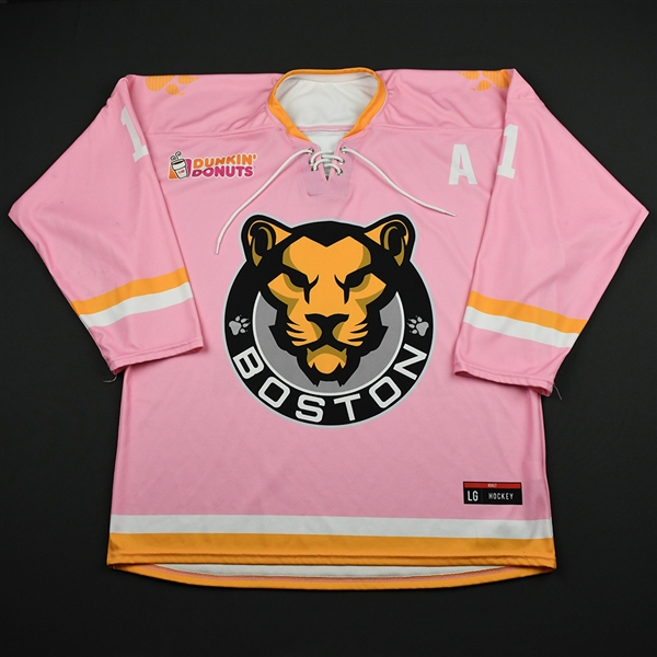 Smelker, Jordan<br>Strides for the Cure w/A - Worn February 2, 2018 vs. Connecticut Whale<br>Boston Pride 2017-18<br>#11 Size: LG