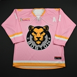 Smelker, Jordan<br>Strides for the Cure w/A - Worn February 2, 2018 vs. Connecticut Whale<br>Boston Pride 2017-18<br>#11 Size: LG