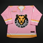 Stearns, Corey<br>Strides for the Cure - Worn February 2, 2018 vs. Connecticut Whale<br>Boston Pride 2017-18<br>#9 Size: LG