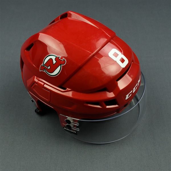 Bennett, Beau<br>Red, CCM Helmet w/ Bauer Shield & NHL Centennial Sticker<br>New Jersey Devils 2016-17<br>#8 Size: Medium