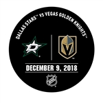 Vegas Golden Knights Warmup Puck<br>December 9, 2018 vs. Dallas Stars<br> 2018-19