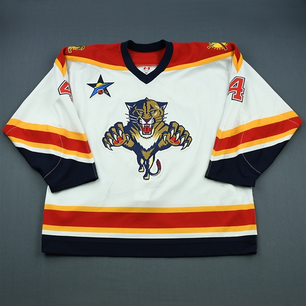 Bouwmeester, Jay *<br>White Set 1- w/All-Star Patch - Photo-Matched<br>Florida Panthers 2002-03<br>#4 Size: 58