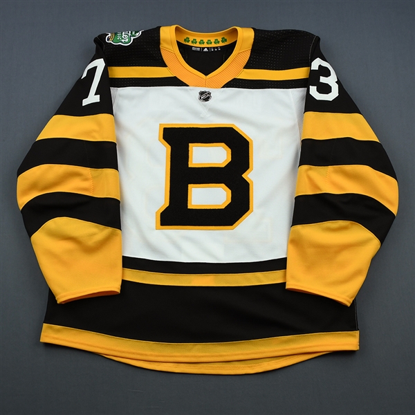 McAvoy, Charlie<br>White - Winter Classic Period 2 - Game-Issued (GI)<br>Boston Bruins 2018-19<br>#73 Size: 56