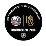 Vegas Golden Knights Warmup Puck<br>December 20, 2018 vs. New York Islanders<br> 2018-19
