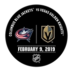 Vegas Golden Knights Warmup Puck<br>February 9, 2019 vs. Columbus Blue Jackets<br> 2018-19