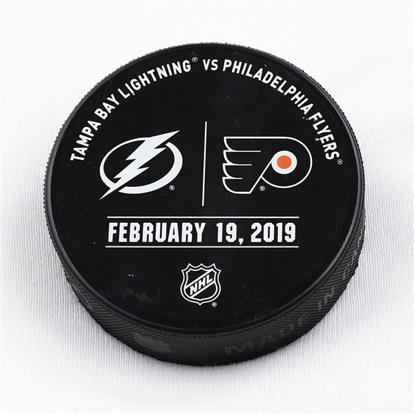 Philadelphia Flyers Warmup Puck<br>February 19, 2019 vs. Tampa Bay Lightning<br>Philadelphia Flyers 2018-19<br>58