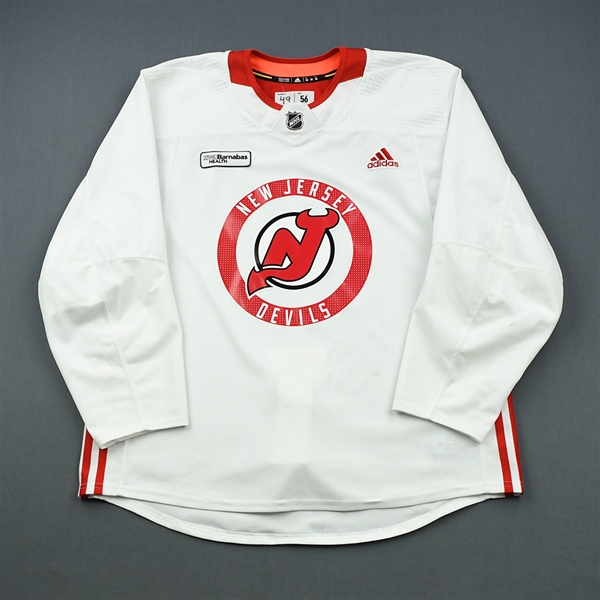 Anderson, Joey<br>White Practice Jersey w/ RWJ Barnabas Health Patch<br>New Jersey Devils 2018-19<br>#49 Size: 56