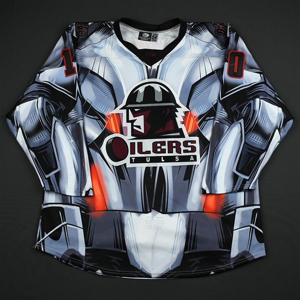 Ranger, Alexandre<br>MARVEL Ultron (First Period Only) - Worn February 9, 2018 @ Cincinnati Cyclones (Autographed)<br>Tulsa Oilers 2017-18<br>#10 Size: 54