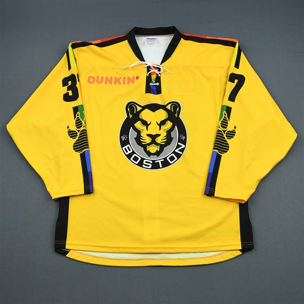 Murphy, Adelle<br>Yellow You Can Play - February 2, 2019 vs. Connecticut Whale<br>Boston Pride 2018-19<br>#37 Size: LG