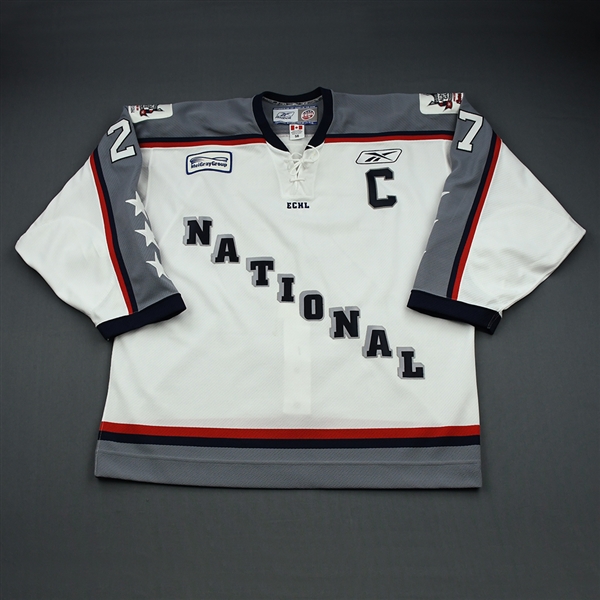 Curtin, Luke *<br>White w/C - Worn in 1st period - Autographed<br>ECHL All Star 2004-05<br>#27 Size: 56