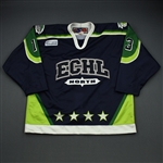 Henkel, Jim *<br>Navy - worn in the 2nd period - Autographed<br>ECHL All-Star 2002-03<br>#13 Size: 56