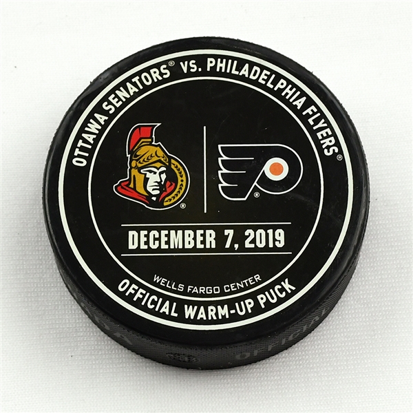 Philadelphia Flyers Warmup Puck<br>December 7, 2019 vs Ottawa Senators<br>Philadelphia Flyers 2019-20<br> 