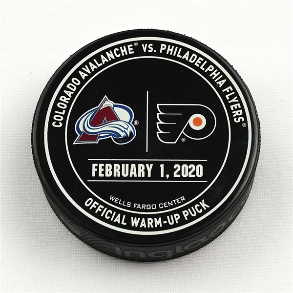 Philadelphia Flyers Warmup Puck<br>February 1, 2020 vs Colorado Avalanche<br>Philadelphia Flyers 2019-20<br> 