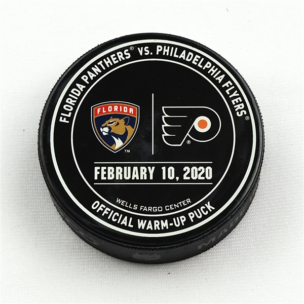 Philadelphia Flyers Warmup Puck<br>February 10, 2020 vs Florida Panthers<br>Philadelphia Flyers 2019-20<br> 