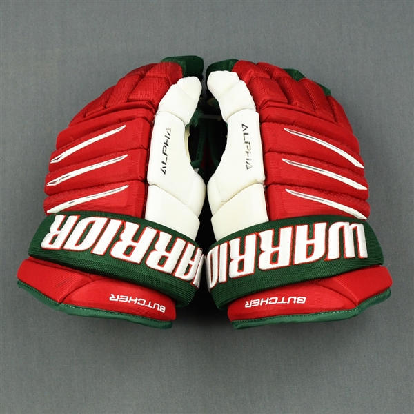 Butcher, Will<br>Warrior Alpha Gloves (Heritage Colors)<br>New Jersey Devils 2018-19<br> Size: 14"