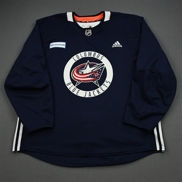 adidas<br>Navy Practice Jersey w/ OhioHealth Patch <br>Columbus Blue Jackets 2019-20<br> Size: 58