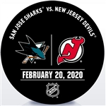 New Jersey Devils Warmup Puck<br>February 20, 2020 vs. San Jose Sharks<br>New Jersey Devils 2019-20<br>