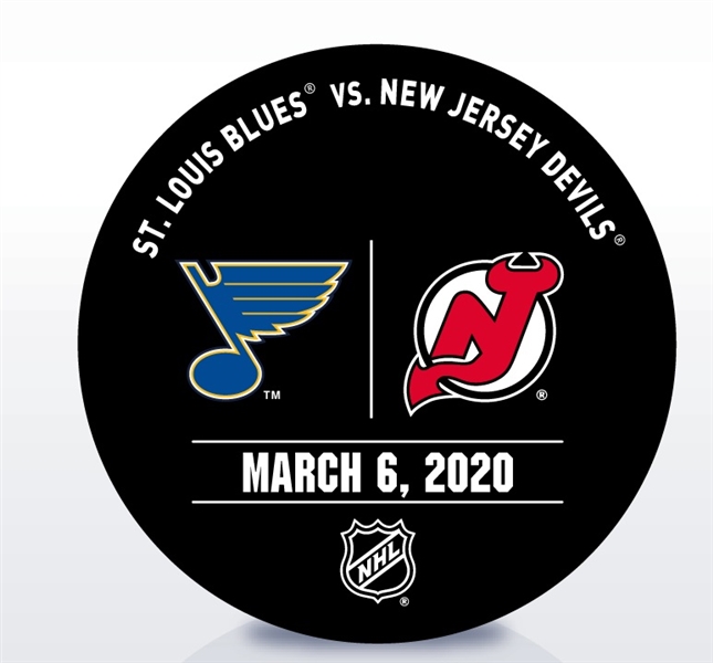 New Jersey Devils Warmup Puck<br>March 6, 2020 vs. St. Louis Blues<br>New Jersey Devils 2019-20<br>