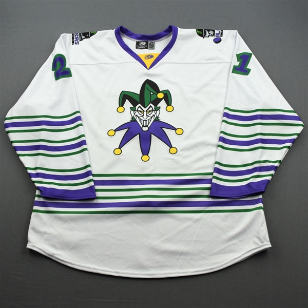 Clifford, Jake<br>DC Joker (Game-Issued) - February 29, 2020 @ Rapid City Rush<br>Tulsa Oilers 2019-20<br>#21 Size: 56