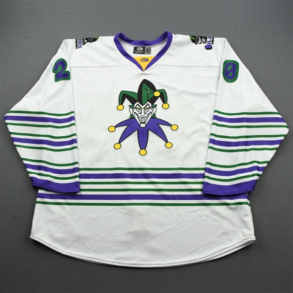 Wesley, Josh<br>DC Joker (Game-Issued) - February 29, 2020 @ Rapid City Rush<br>Tulsa Oilers 2019-20<br>#20 Size: 56