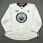 adidas <br>White Practice Jersey w/ Ford Patch<br>Edmonton Oilers 2019-20<br> Size: 60