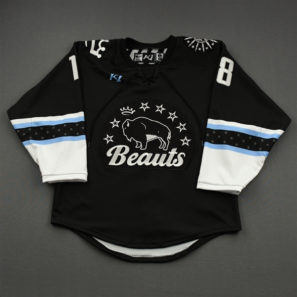 NNOB (No Name on Back), <br>Black (Game-Issued)<br>Buffalo Beauts 2020-21<br>#18 Size:  SM