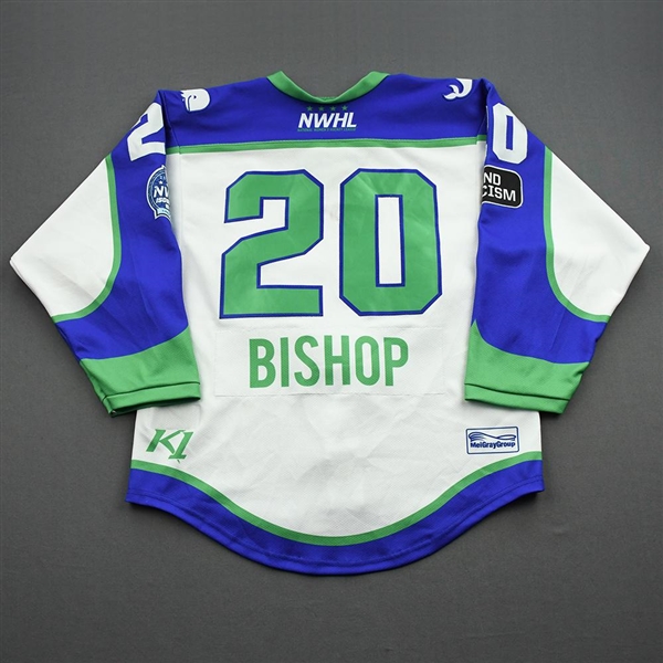 Bishop, Maddie<br>White Lake Placid Set w/ Isobel Cup & End Racism Patch<br>Connecticut Whale 2020-21<br>#20 Size:  SM