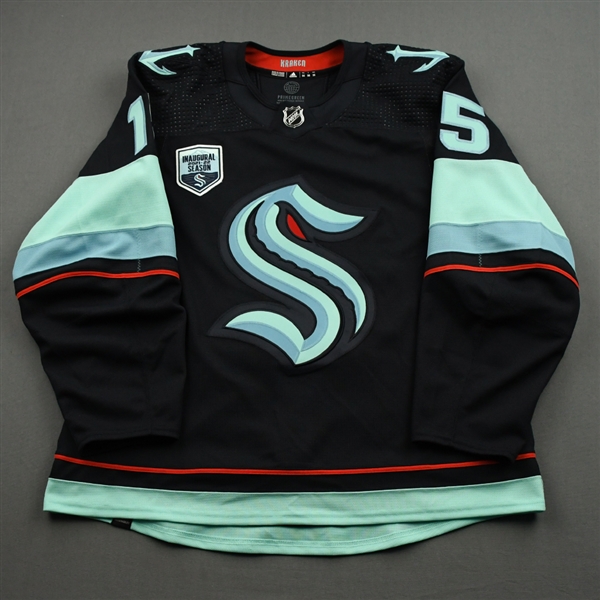 Sheahan, Riley<br>Blue First Game in Climate Pledge Arena History w/ Inaugural Season Patch - October 23, 2021 - 2nd Period Only<br>Seattle Kraken 2021-22<br>#15 Size: 56