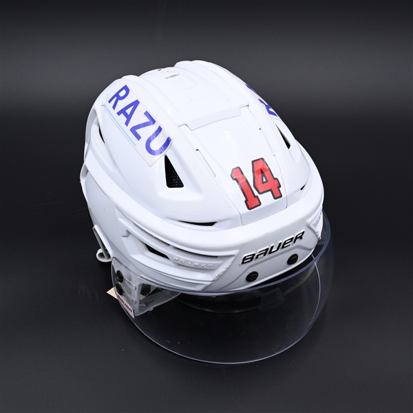 Bastian, Nathan<br>White, Bauer Helmet w/ Bauer Shield<br>New Jersey Devils 2021-22<br>#14 Size: Medium