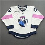 Rushton, Mallory<br>Breast Cancer Awareness - Worn March 12, 2022<br>Metropolitan Riveters 2021-22<br>#20 Size: SM