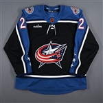 Bean, Jake<br>Black Reverse Retro Set 2 - Game-Issued (GI)<br>Columbus Blue Jackets 2022-23<br>#22 Size: 56