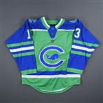 (NNOB), No Name On Back<br>Green Set 1 - Game-Issued (GI)<br>Connecticut Whale 2022-23<br>#13 Size: MD