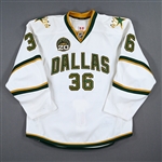 Larsen, Philip *<br>White Set 2 w/ 20th Anniversary Patch - Photo-Matched<br>Dallas Stars 2012-13<br>#36 Size: 56