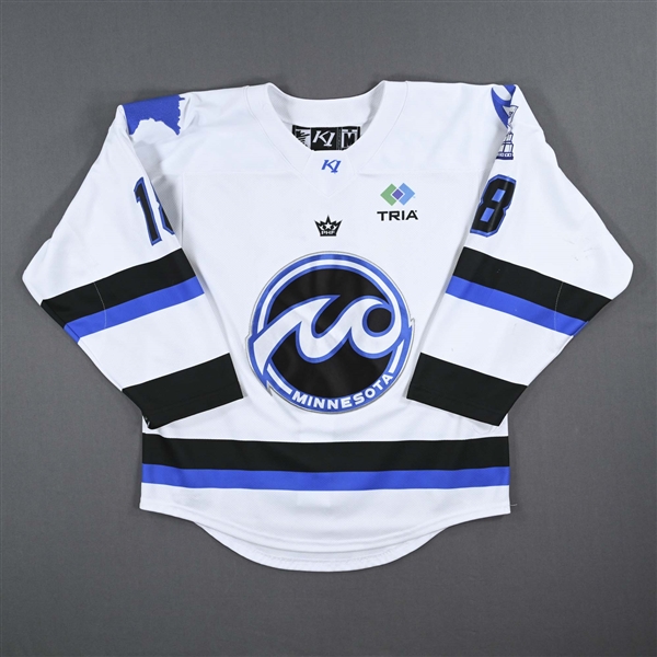 Anderson, Stephanie<br>White Set 1 / Playoffs / Isobel Cup Final<br>Minnesota Whitecaps 2022-23<br>#18 Size: MD