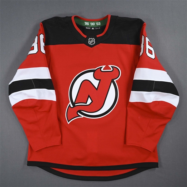 Hughes, Jack *<br>Red Set 1A - 1st NHL Point & 1st NHL Goal<br>New Jersey Devils 2019-20<br>#86 Size: 54
