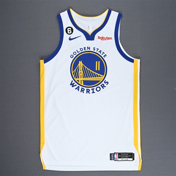 Thompson, Klay<br>White Association Edition - 2023 NBA Playoffs - Western Conference First Round - Game 2 - Worn 4/17/2023<br>Golden State Warriors 2022-23<br>#11 Size: 50+4