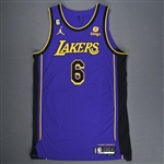 James, LeBron<br>Purple Statement Edition - Worn 2 Games - 3/31/23 & 4/2/23 (Recorded a Triple-Double)<br>Los Angeles Lakers 2022-23<br>#6 Size: 54+6