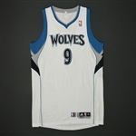Rubio, Ricky *<br>White - Set 1 - Photo-Matched to 5 games - Worn 5 Games (1/8/13, 1/17/13, 2/20/13, 2/24/13 and 3/4/13)<br>Minnesota Timberwolves 2012-13<br>#9 Size: XL +2