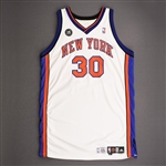 Barron, Earl<br>White Regular Season w/McGuire Patch - Worn 4/6/10<br>New York Knicks 2009-10<br>#30 Size: 54+4